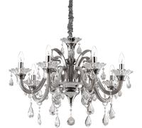 Lámpara de araña clásica, colosal, de metal y cristal transparente, con 8 luces, casquillo E14