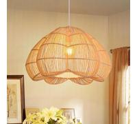 Lámpara De Araña De Ratán De 19,69", Lámpara Colgante De Mimbre Tejida A Mano Estilo Bohemio, Iluminación Colgante De Estilo Rústico Vintage Para Isla De Cocina, Comedor, Vestíbulo, Dormitorio, Sala D