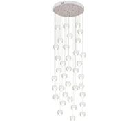 Lámpara de araña Grande de Cristal de 36 Luces, 4,5 m, Moderna, Colgante Tipo cúpula para techos Altos, Pantalla de Cristal Texturizado, lámpara de araña Larga Regulable para vestíbulo, Entrada o esc