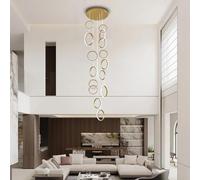 Lámpara de araña LED moderna: gran lámpara colgante regulable para techos altos, iluminación decorativa suspendida para vestíbulo, entrada, sala de estar y escaleras de caracol con control remoto