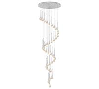 Lámpara de araña LED Moderna Regulable para techos Altos, Ideal para Sala de Estar, escaleras, vestíbulo, Entrada de Hotel, 42 Luces, Color Plata.