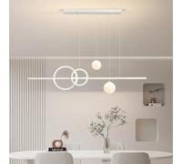 Lámpara de Araña Lineal Led de 36 W para Decoración Del Hogar con 2 Bolas Blancas Lechosas Y Tiras Largas. Lámpara Colgante Lineal Negra de Estilo Nórdico Contemporáneo. Luminaria Blanca para Mesa de