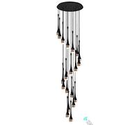 Lámpara de araña Moderna Negra con Forma de Escalera de Caracol, 20 Luces LED Regulables, lámparas de araña de Cristal para techos Altos, Ideales para vestíbulos y entradas. Temperatura de c
