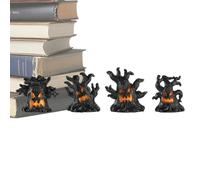Lámpara de árbol de Halloween, 4 unidades, mini linterna decorativa | Luz nocturna en miniatura aterradora para casa, apartamento, escuela, universidad, dormitorio, mesa librería