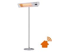 Sined Warm Ira Inox Pole Wifi Lámpara Calefactora Exterior 2000 Con Kit Completo De Mástil Gris Ira Calentador Al Aire Libre De Onda Corta y Mando a Distancia Con Rejilla De Protección y Pantalla Gray