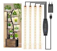 Lámpara de crecimiento LED de 4 cabezas de 22 cm, para plantas de interior, espectro completo 3500 K, 104 LED, luz vegetal con 10 niveles regulables, temporizador de 3/9/12 horas para plantas