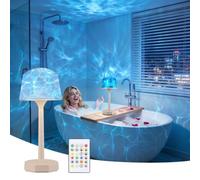 Lámpara de Ducha Impermeable Proyector de Olas Oceánicas 16 Colores LED | Luz Recargable para Baño Lámpara de baño Control Táctil y Mando a Distancia luz de ducha Sin cable para bañera dormitorio