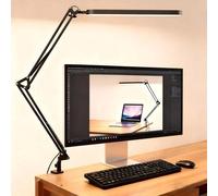 Lámpara de escritorio Ibenzoa®, flexible y regulable en intensidad, con brazo articulado, base con pinza y alimentación USB, 7 niveles de brillo, 3 modos de luz, ideal para proteger la vista, perfecta