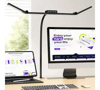 Lámpara de Escritorio, Lámpara de Escritorio LED con Pinza 24W, 4 Temperaturas de Color, Luz para Monitor con Temporizador, 1500 Lúmenes para Leer, Estudiar y Oficina en el Hogar