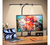 Lámpara de escritorio LED con pinza, 24W, 1380 lúmenes, 5 colores de luz, regulable, control táctil, cuello de cisne, ideal para oficina, lectura y trabajo