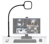 Lámpara de escritorio LED Ibenzoa® con pinza y mando a distancia: brazo flexible de 360°, 20W/1500 lm, cabezal de 17 cm de diámetro, regulable de 3200 a 6500K, con función de memoria, para mesas de ha