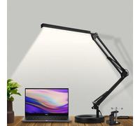 Lámpara de escritorio LED Ibenzoa®, regulable, con pinza y base, 3 modos de luz, 10 niveles de brillo, ajustable, 3200–6500K, 13W, 50.000 horas