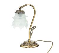 Lámpara de Escritorio Tischleuchte Pantalla Cristal Echt-Messing Ajustable 30CM