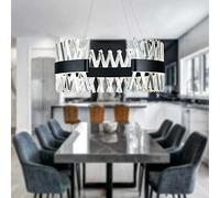 Lámpara de Isla LED Moderna para comedores, lámpara Colgante Lineal de Cristal Negro, luminaria de Acero Inoxidable, lámpara Colgante Grande de 100 cm para Cocina, Sala de Estar de Lujo, luz
