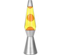 Lámpara de lava i-Total – Lámpara de lava – Lámpara de ambiente – 40 x 11 cm – Vidrio/Aluminio – 30 W – Lava amarilla con toques anaranjados – Gris plateado – XL1786