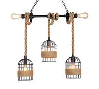 Lámpara de luz Lámpara de Cuerda de cáñamo Loft Estilo Industrial Retro Lámpara Colgante Jaula de pájaros Creativa Bar Ventana Tienda Decoración Lámpara de Techo Colgante Metal 5 Cabezas E27