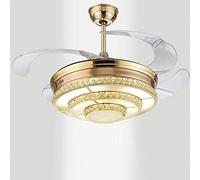 Lámpara de luz Lámpara de Ventilador de Techo retráctil de araña de Cristal de 42 "(con Control Remoto) Luz de Ventilador de Restaurante Luz de Sala de Estar Luz de Ventilador de Techo Ventilador