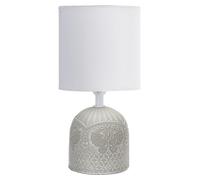 Lámpara de mesa Aigostar, lámpara de cerámica para mesita de noche, lámpara de mesa auxiliar, lámpara de noche con pantalla de tela, casquillo E14, estilo vintage, retro, diseño divertido, color gris
