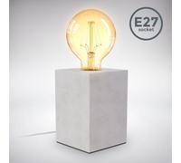 Lámpara de mesa B.K.Licht, hormigón gris, cuadrada, 9 cm, máx. 40W, casquillo E27, sin bombilla, con interruptor