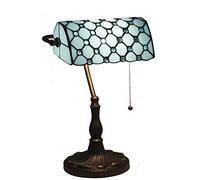 Lámpara de Mesa banquero de vidrieras Estilo Tiffany Elegante Vintage con Base de aleación para Sala de Estudio, Dormitorio, iluminación artística, E27 (Bombillas no Incluidas), Verde