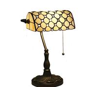 Lámpara de Mesa banquero de vidrieras Estilo Tiffany Elegante Vintage con Base de aleación para Sala de Estudio, Dormitorio, iluminación artística, E27 (Bombillas no Incluidas), Verde