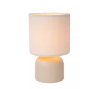 Lámpara De Mesa Beige Con Pantalla De Tela De 28 Cm E14 Para El Dormitorio
