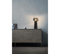Lámpara de mesa compatible con casquillo e27 faro mantra con estructura cristal negro pantalla negra de cristal alimentación a red
