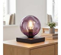 Lámpara de mesa cristal lila negro metal salón dormitorio oficina E14 17,5 cm pequeña espejada vidrio de lava luz ambiental sobremesa soplada artesanalmente