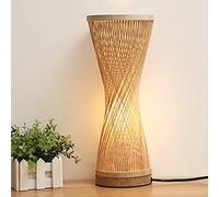 Lámpara de mesa de bambú hecha a mano, lámpara decorativa con pantalla de bambú, iluminación Zen simple para dormitorio y sala de estar