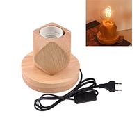 Lámpara de mesa de madera, casquillo E27, cable de 1.5m con interruptor, hasta 60W, lámpara decorativa retro industrial Edison, para salón, dormitorio y oficina, estudio,cafetería, bar(B)