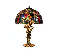 Lámpara de Mesa de vidrieras Estilo Tiffany, Elegante patrón de UVA Vintage, Dormitorio Decorativo Junto a la lámpara para Sala de Estar/Sala de Estudio, 110 V-240 V (sin Bombilla)
