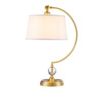 Lámpara De Mesa E27 62,6 Cm De Alto En Latón Crema Metal Tela