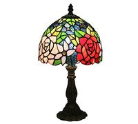 Lámpara de Mesa Estilo Tiffany de 8 ", Elegante lámpara de Escritorio con vidrieras de Color Rosa para Dormitorio, mesita de Noche, para Oficina, Sala de Estudio, iluminación para decoración del