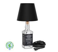 Lámpara de mesa FLAKO cable textil + pantalla negro E27 lámpara [EEK: A]