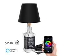 Lámpara de mesa FLAKO cable textil + pantalla negro in 27 RGB lámpara
