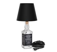 Lámpara de mesa FLAKO interruptor baquelita cable textil negro pantalla negro