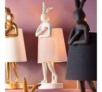 Kare Design Lámpara de Mesa Animal Rabbit, Rosa,Blanco, Lámpara de Conejo, Motivo de Animal, Altura 50cm, Dormitorio y Sala de Estar, sin Bombilla Incluida