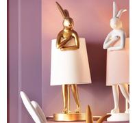 Lámpara de mesa KARE Animal Rabbit, dorada/blanca, altura 50 cm