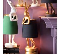 Kare Design Lámpara de Mesa Animal Rabbit, Dorado,Negro, Lámpara de Conejo, Motivo de Animal, Altura 50cm, Dormitorio y Sala de Estar, sin Bombilla Incluida