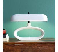 Kare Design Lámpara de Mesa Suki Beige, Blanco, Ovalada, Metal, Moderna, Altura 26cm, Luz Decorativa, Decoración para Dormitorio y Sala de Estar, sin Bombilla Incluida