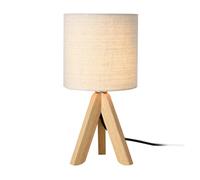 lux.pro Lámpara de Mesa Koblenz Trípode 38 x ø 18 cm Lámpara de Noche de diseño con 3 Patas de Madera Pantalla de Lino Beige