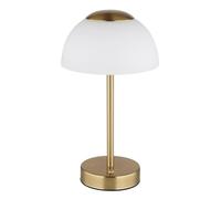 Lámpara de mesa LED, altura de 31 cm, color latón, blanco, cristal, metal, regulable