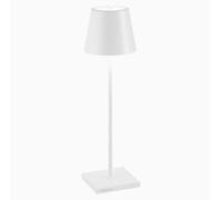 Zafferano, Poldina Pro, Lámpara de Mesa Recargable e Inalámbrica con Control Táctil, También Adecuada como Lámpara de Exterior, Atenuador, 2200-3000 K, Altura 38 cm, Color Blanco