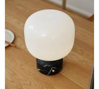 lámpara de mesa LED GEJST Meemo, mármol negro, cristal, USB EC:EPREL:2372008