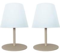 Lámpara de mesa LED, inalámbrica, LUMISKY TWINS, color crema, 16 cm de alto, juego de 2 unidades