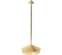 Lámpara de mesa LED Pina Pro, acabado en hoja de oro, recargable, regulable y sin cables, marca Zafferano