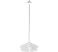 Lámpara de mesa LED Pina Pro, color plateado, recargable, regulable en intensidad y sin cables. Marca Zafferano. Temperatura de color: 2200-2700-3000K