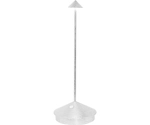 Lámpara de mesa LED Pina Pro, color plateado, recargable, regulable en intensidad y sin cables. Marca Zafferano. Temperatura de color: 2200-2700-3000K