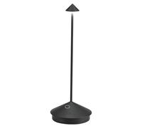 Zafferano, Pina, Lámpara de Mesa Recargable e Inalámbrica con Control Táctil, Adecuada como Lámpara de Exterior, Atenuador, 2200-3000 K, Altura 29 cm, Color Negro