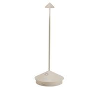 Zafferano, Pina, Lámpara de Mesa Recargable e Inalámbrica con Control Táctil, Adecuada como Lámpara de Exterior, Atenuador, 2200-3000 K, Altura 29 cm, Color Arena
